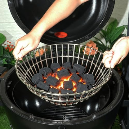 Charcoal Basket Compatible with Big Green Egg Large and Kamado Joe Classic - 304 Stainless Steel Ash Basket Grate Replacement for Kamado Grill