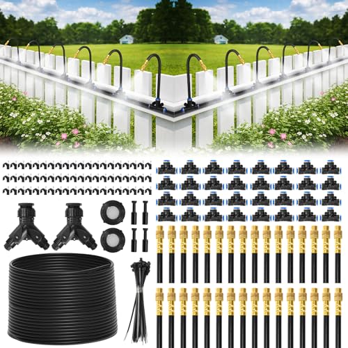 Bluepro Drip Irrigation System 200FT 1/4", 2026-Upgrade Garden Sprinkler Kit with 32PCS 360° Adjustable Copper Nozzles, Automatic Misting Watering System for Raised Beds, Greenhouse, Lawn, Patio, Yard