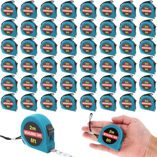 Copkim 50 Pcs 6 FT Mini Tape Measure Retractable Bulk Small Measuring Tape Pocket Size Measurement Tool for Operation Christmas Items Party Favor Gifts Stuffers for Men(Lake Blue) - color: Lake Blue