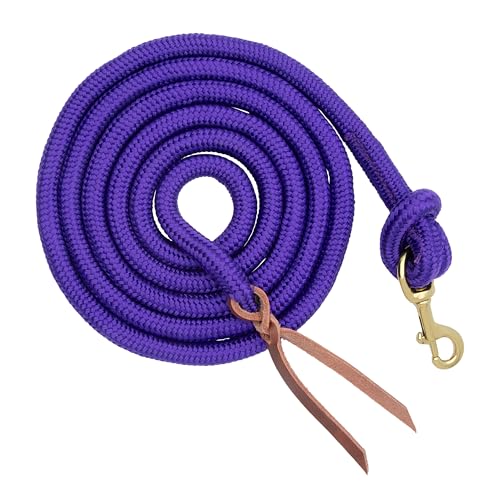 Weaver Equine Performance Lead Rope,10' Horse Cowboy Rope with Brass Plated Snap, Soft Comfort Grip, Barn Horse Tack for Daily Use - color: Purple