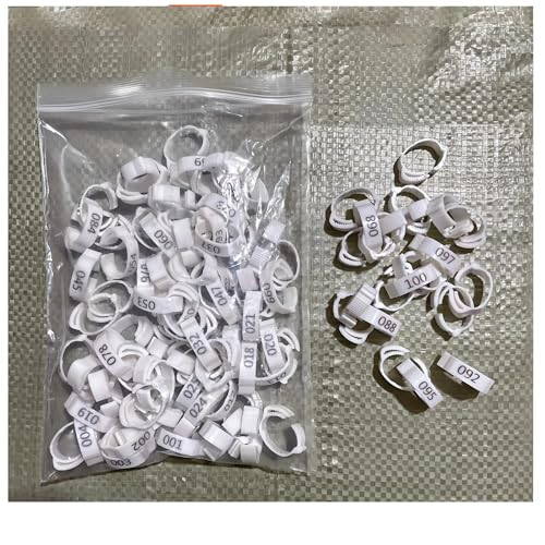 Aisoway 100 Pcs Poultry Identification Leg Rings Adjustable Clip-on Digital Label Buckle Bands Random Color for Chicken 100PC white - size: white