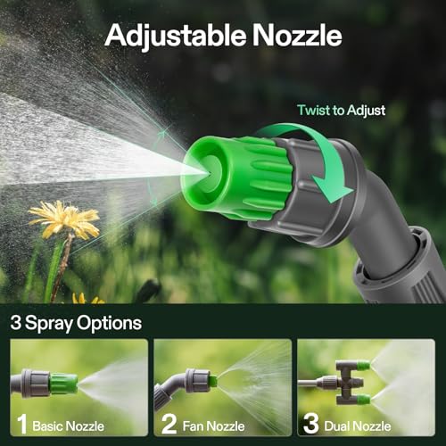 VIVOSUN 1.35 Gal/5L Pump Sprayer, Garden Water Sprayer for Plants, Weeds & Lawn Care, with 3 Nozzles, 50'' Long Hose & Pressure Relief Valve (Pack of 2) - size: 1.35 gal (Pack of 2)