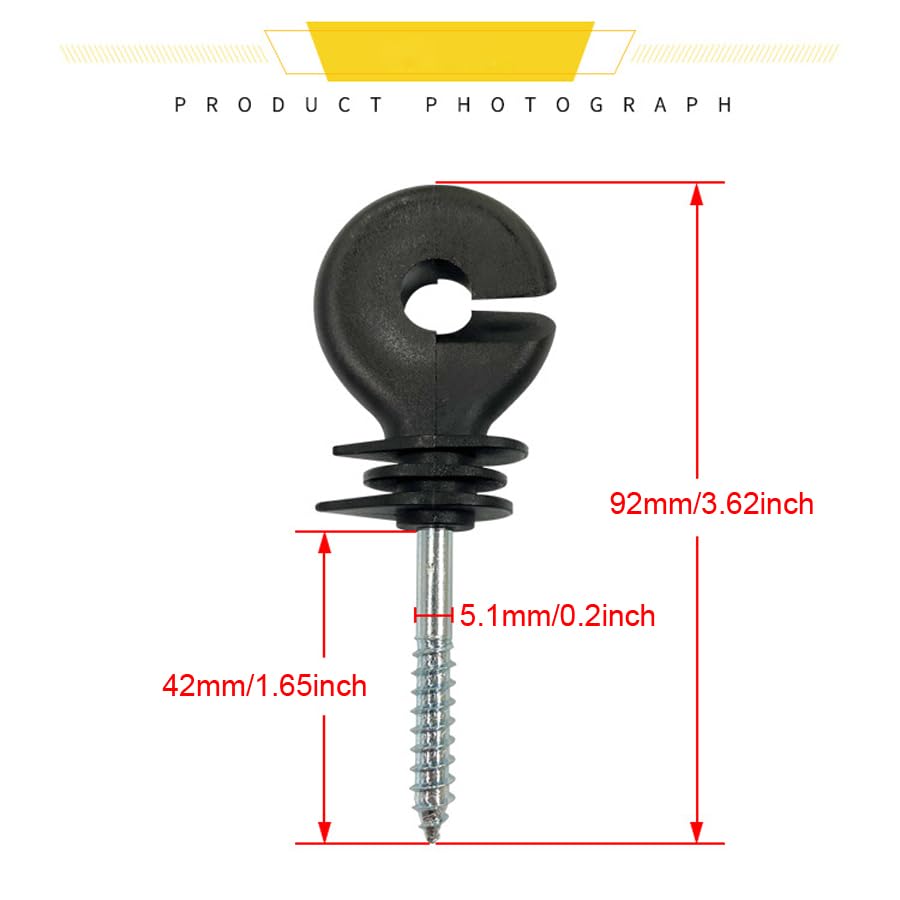 15 Pack Electric Fence Insulator Black Screw-in Nail Insulators Fence Post Insulator Ring Holder for Electric Fence Polywire Electric Fencing Aluminum Wire Poly Wires Garden Wooden Posts Stakes