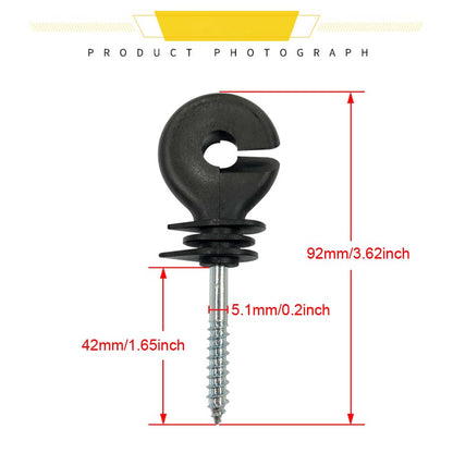 15 Pack Electric Fence Insulator Black Screw-in Nail Insulators Fence Post Insulator Ring Holder for Electric Fence Polywire Electric Fencing Aluminum Wire Poly Wires Garden Wooden Posts Stakes