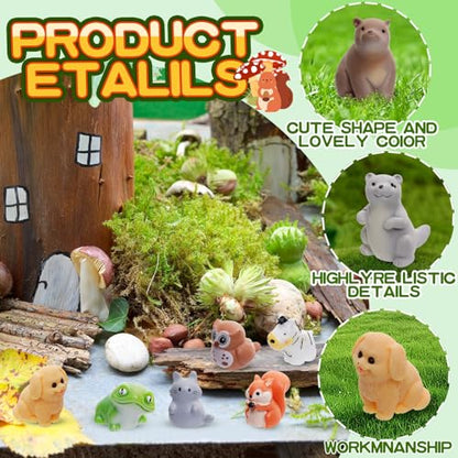 80 Pcs Mini Resin Animals 80 Styles Resin Animals Figurines Bulk for Fairy Garden Miniature Dollhouse Accessories Hide Crafts Decor - style: 80Pcs-Animals Bulk