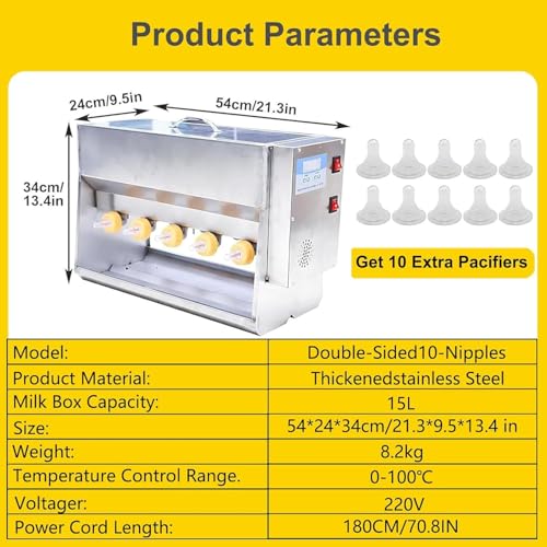 Automatic Piglet Feeder Machine with Sound Simulation, Dual-Sided Sile Nipples, Ideal for Milk Feeding & Lactation Support for Growing Piglets (10 Nipples) - size: 10Nipples