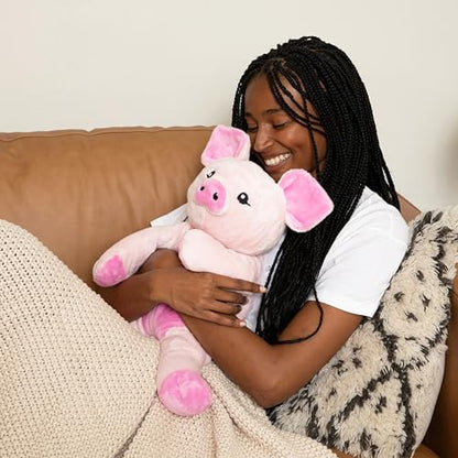 HUGIMALS Harper the Pig 20 Inch 4.5 lb Heavy Cute Sensory Weighted Comfort Plush | Large Unscented Washable Self Care Calming Stuffed Animal for Kids, Teens and Adults - color: Harper the Pig