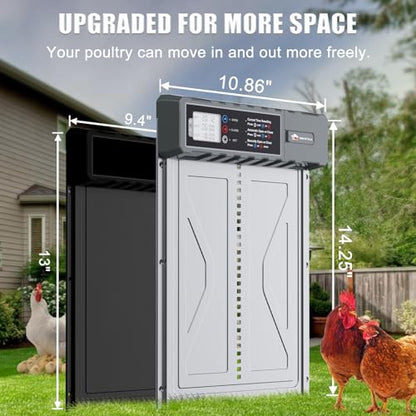Automatic Chicken Coop Door Solar Powered with Timer, Remote Control, Anti-Pitch Aluminum Alloy Auto House Door for Chicken, Duck, Poultry, Weatherproof, Blue - color: Blue