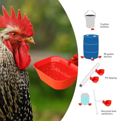 XL Chicken Waterer Cups – 4 Pack Large Automatic Chicken Water Cups for Chicken Coop & Chicken Coop Accessories, Ducks, Geese & Turkeys