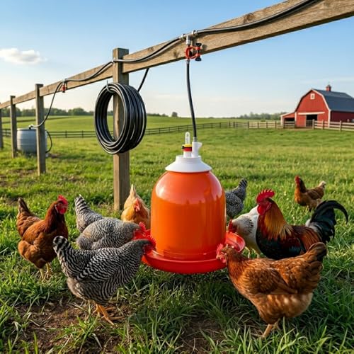 FarmTek Bell-Matic Automatic Poultry Waterer – Gravity Feed Drinker | Automatic Gravity Flow System, Heavy-Duty Construction, Consistent Water Supply, Ideal for Poultry & Game Birds