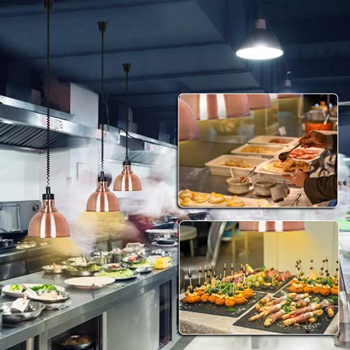 JIAWANSHUN Commercial Food Warmer Lamp with 250W Bulb Retractable Hanging Food Heat Heating Lamp for Restaurant Service Warming Pizza Warmer - color: Champagne