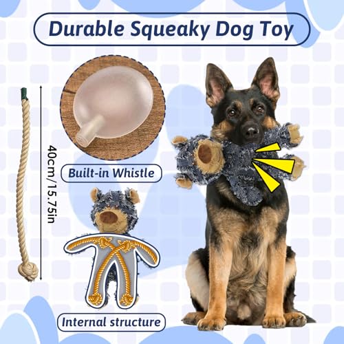 MAXBECK Dog Companion for Heavy Chewers- Indestructible Robust Bear Dog Toy, Resistant Squeaky Dog Toys for Heavy Chewers, Unbreakable Stuffed Plush Dog Toys for Aggressive Chewers (A-Navy) - color: A-Navy