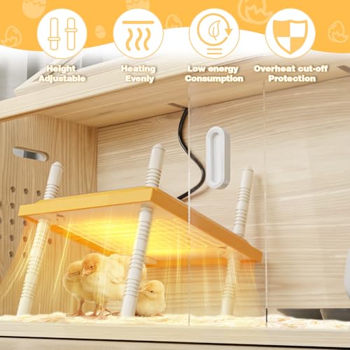 Brooder Box for Chicks Wooden Chick Brooder with Heat Lamp Large Brooder Plate for Baby Chicks, Ducks, Quails Birds