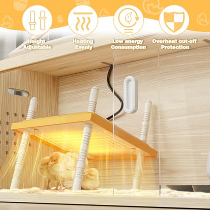 Brooder Box for Chicks Wooden Chick Brooder with Heat Lamp Large Brooder Plate for Baby Chicks, Ducks, Quails Birds