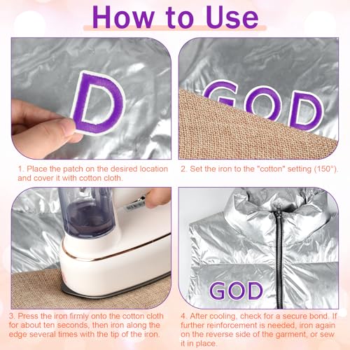 ASTARON 72 Pcs Iron on Letters and Numbers Patches, 1.5 Inch Letters A-Z Numbers 0-9 Embroidered Applique Patches Alphabet Cloth Patch for Clothes, Bags, Socks, Jeans, Hat, DIY Accessories(Purple) - color: Purple