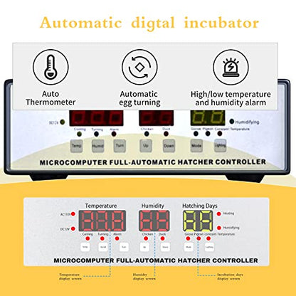 Egg Incubator ，Farm Egg Incubator with Automatic Egg Turning and Humidity Control，Industrial Brooding Machine Chicken Incubator ，Suitable for Chicken Duck Goose Quail Parrot Bird Eggs