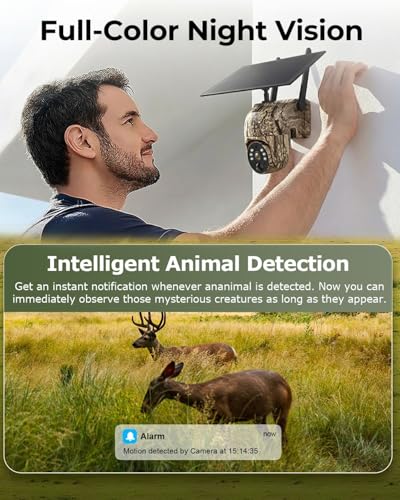 Wireless Solar Security Camera, 360° WiFi Camouflage Real-time Preview Cellular Camera, Outdoor Waterproof Trail Surveillance for Trai App, Motion Detection, Night Vision (Millimeters, 20, QM6-WiFi)
