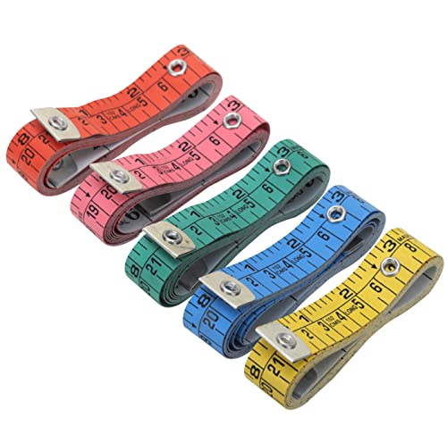 RAAJSEE Flexible Tape Measure 5 pc Set | Accurate Measuring Tape for Body, Weight Loss & Medical Measurements | Dual Scale Cloth Sewing Tailor Ruler 150cm/60inch - color: 5 PACK - MULTICOLOR