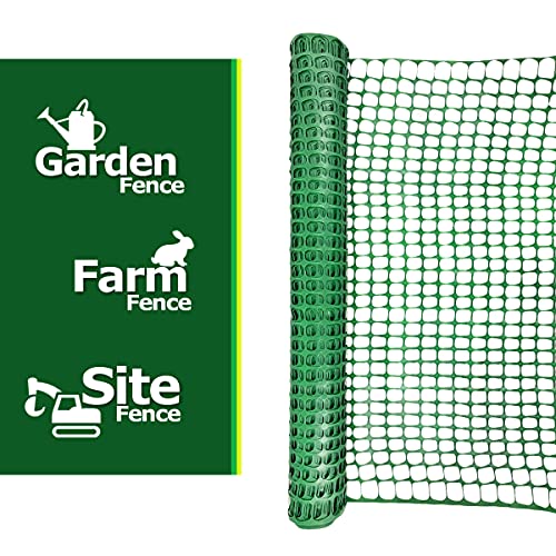 Ashman Plastic Mesh Fence, Construction Barrier Netting, Green, 4'x100' Feet, 1 Roll, Garden Fencing, Fences Wrap, Above Ground, for Snow, Poultry, Chicken, Deer, Patio, Garden Netting, Green 100FT - color: Green, size: 100 FT