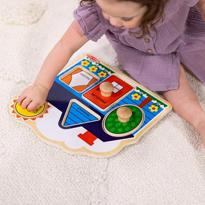 Melissa & Doug First Shapes Jumbo Knob Puzzle, Wooden Peg Puzzle for Toddlers, Educational Toy for Shape Recognition and Fine Motor Skills, Ages 1+ - style: Shapes