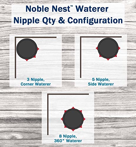 Noble Nest 5 Gallon Bucket Chicken Nipple Waterer, 8 Nipple, 360° Waterer - color: No Stand, size: 8 Nipple, 360° Waterer