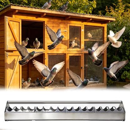 Stainless Steel Pigeon Feeder for Mealworms, Brid Feeder with Separated Fence & Crossbar, Anti-rust Anti-waste Feed Trough, Easy to Install(L80cm/31.5") - size: L80cm/31.5"