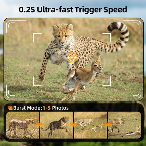BoxLegend Solar Trail Camera WiFi 4K 60MP with 64GB Memory Card Game Cameras with Night Vision Motion Activated Waterproof Trigger Speed Trail Cam Wide Angle Wildlife Camera for Backyard and Outdoor