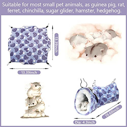 LEFTSTARER Guinea Pig Ferret Rat Hammock Toy Small Animal Cage Accessories Hideout Tunnel & Bunkbed Hammock for Rat Ferret Guinea Pig Hamster Sugar Glider Chinchilla - color: 2.Heart-Purple
