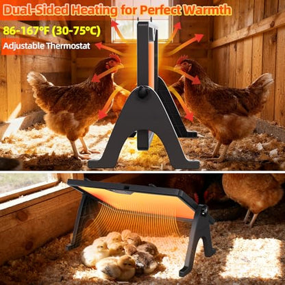 180W Smart Brooder Heat Plate with Remote - Dual-Sided Brooder Plate, 4 Timer Modes, Night Light, LED Temp Display & Adjustable Stand for Winter Warmth (Charcoal Black) - color: Charcoal Black