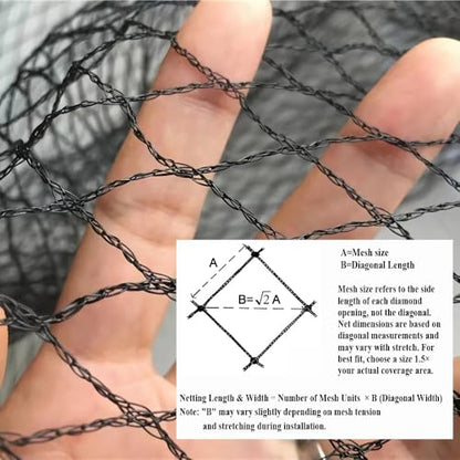 Bird Netting for Chicken Coop 50x100 FT, 1 in Mesh Chicken Run Netting Roof Cover Against Hawks, Eagles, Owls, Strong Woven Bird Netting for Garden, Fruit Tree, Plant, Vegetable Protection - size: 50X100 FT