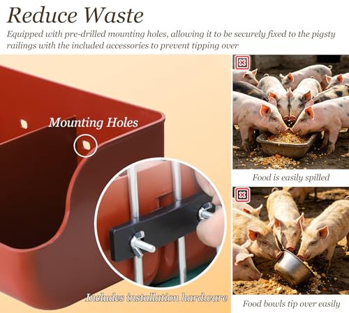 Orange/Red Waterproof Piglets Feeder, 4 5 6 Holes Plastic Rabbit Hay Feeder, Hanging Water Trough for Small Animals, Easy to Clean(Orange L54.5cm/21.5") - size: Orange L54.5cm/21.5"