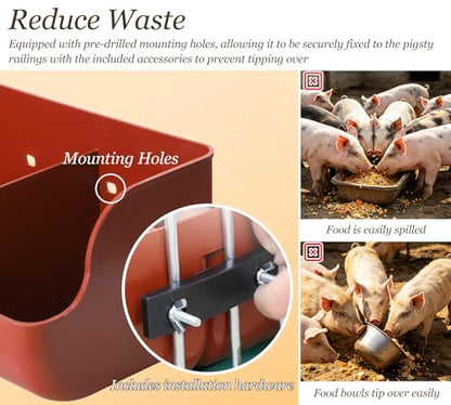 Small Multi-Compartment Poultry Feeder, 18 22 26 in Long Hay Feeder, Feeding Container for Geese Duck Backyard Farm Feeding Equipment(Red L65cm/25.6") - size: Red L65cm/25.6"