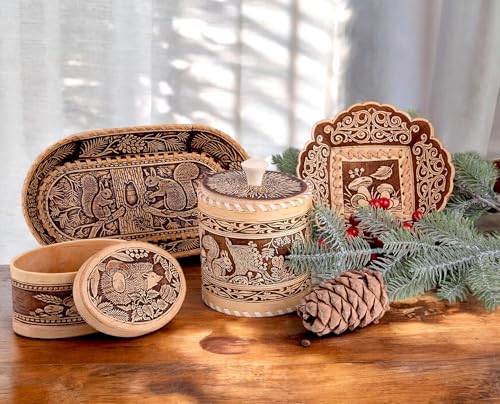STP GOODS Birch Bark Container | Storage Container, Kitchen Container - color: Squirrels