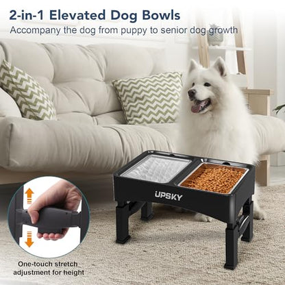UPSKY 2Pcs Stainless Steel Dog Bowls for Small Medium and Large Dogs, Use for Feeding & Drinking