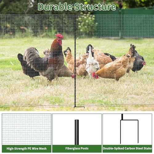 DoCred Non Electric Fence Netting, 40in x 164ft Movable Livestock Nets | Portable Chicken Mesh for Ducks, Goats, Sheep, Dog, Reusable Nylon Animal Barrier Fencing for Backyards, Farms Ranches - size: 40in x 164ft(Nylon)