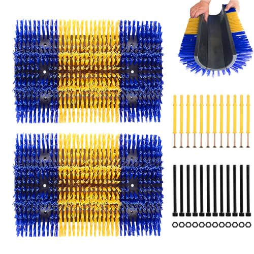 Extra Large Size Livestock Scratching Brush, Upgraded Horse/Goat/Cow/Cattle Scratcher Brush for Grooming, Itch Relief Horse Scratcher Brushes Kit with Two Sets of Mounting Screws(2-Pack,Yellow) - color: Yellow, size: 2-Pack