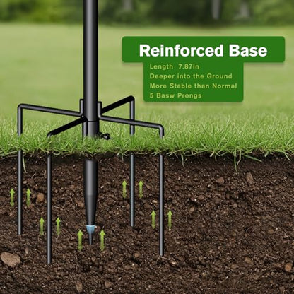 Bird Feeder Pole, 75 Inch 5 Hooks Heavy-Duty Feeder and Water Dispenser Shepherd, Bird Feeding Station with Ground Stake for Outdoors Shepherd Hook - size: 75IN