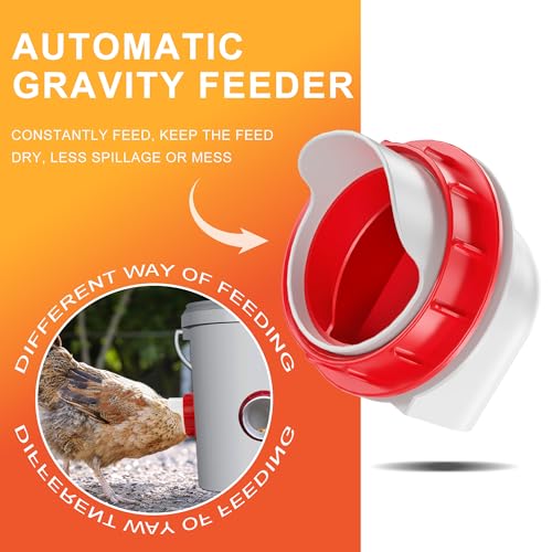 ZenxyHoC Chicken Feeders No Waste, DIY Automatic Poultry Feeder 4 Ports 1 Hole Saw with Covers Gravity Feed Kit for Buckets Barrels Bins Troughs - size: 4 Ports Standard