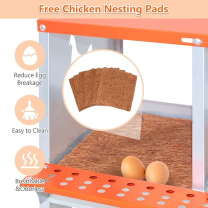 Chicken Nesting Box for Laying Eggs (42.5" L x 17" W x 25" H) | 8 Room Chicken Laying Boxes, Nesting Boxes for Chickens, Heavy Duty Metal Chicken Coop - size: 42.5" L x 17" W x 25" H