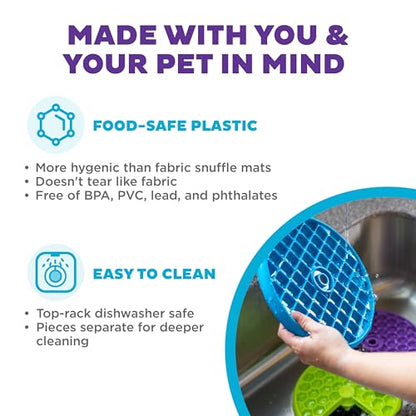 Outward Hound by Nina Ottosson Lickin’ Layers 3-in-1 Interactive Dog Feeder Puzzle, Lick Mat & Slow Feeder Bowl - Mental Stimulation Toy for Medium & Large Dogs, 2 Cup Capacity, 10.4 in x 2.8 in - color: Lickin Layers (Green, Purple, Blue)