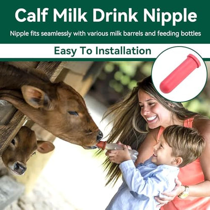 Calf Milk Drink Nipple, 5PCS Calf Feeder Pacifier Cow Nipple Calves Teats Calf Feeder Pacifier Teats Soft Rubber Feeding Teats 10cm Length Rubber Milk Drink Nipples