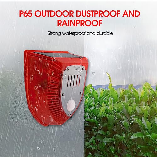 Solar Motion Sensor Alarm Outdoor: Solar Security Alarm Lights with Dog Barking & Gunshot Sound, 129db Loud Noise Maker, Strobe Light Warning Lamp with USB Cable, for Home, Villa,Farm,Barn,Yard