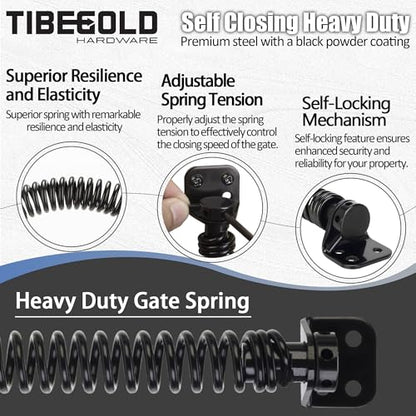 11-1/2" Gate Spring Self Closing, Heavy Duty Black Door Closer Spring, Adjustable Tensioner Automatic Outdoor Gate Closure, Gate Spring Hardware for Wooden and Vinyl Fence, 1 Pack - size: 11-1/2 Inch