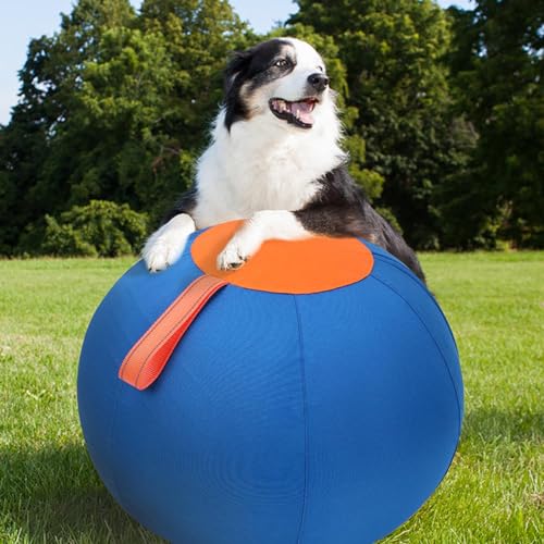 Herding Ball for Dogs, Jolly Ball for Dogs and Goats, Dog Soccer with Straps & Hand Pump for Cattle Dog, Collies, and Herding Breeds for Training and Play, Not Suitable for Chewing or Gnawing - 18"
