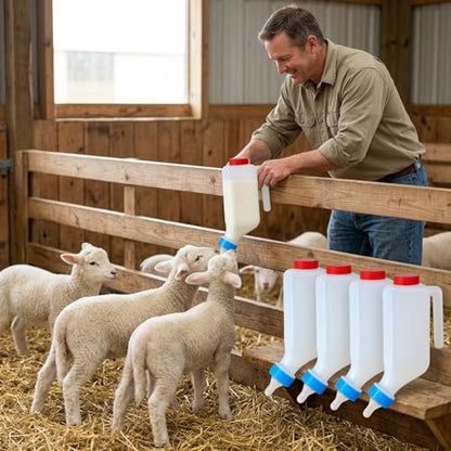 5 Pack Goat Bottles for Feeding Baby Goats, 500ml Hanging Lamb Bottle with Side-Mount Hook, Food-Grade Plastic Nursing Bottle for Lambs, Piglets, Puppies, Goat Bottles for Feeding Baby Goats, Goa