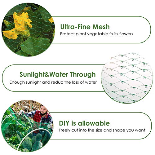 13X65Ft Bird Netting for Garden Protect Vegetable Plants and Fruit Trees,Plastic Trellis Netting for Birds, Deer,Squirrels and Other Animals - size: 13X65