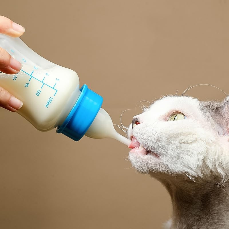 Pet Milk Feeding Bottle Portable Multi-Nipple Water Mug, Model: Small Blue - size: 50ml