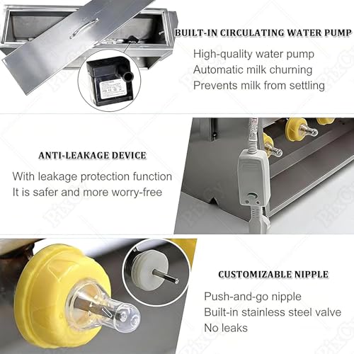 Multifunctional Piglet Milk Feeding Machine, Automatic Constant Temperature Stainless Steel Feeder with 10/14 Nipples and Sound for Lambs, Calves, and Piglets 15L - size: 15L