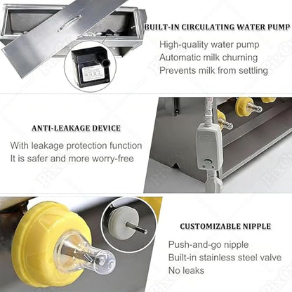 Multifunctional Piglet Milk Feeding Machine, Automatic Constant Temperature Stainless Steel Feeder with 10/14 Nipples and Sound for Lambs, Calves, and Piglets 15L - size: 15L