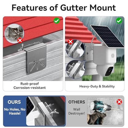 2 Pack Gutter Mount Bracket Compatible with Eufy Solocam S340/E30, No Drill Installation, Stainless Steel Gutter Mount for Security Camera, Security Camera Holder - size: 2 PACK-Silver